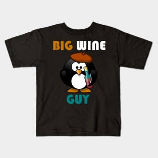 Big wine guy funny penguin design Kids T-Shirt